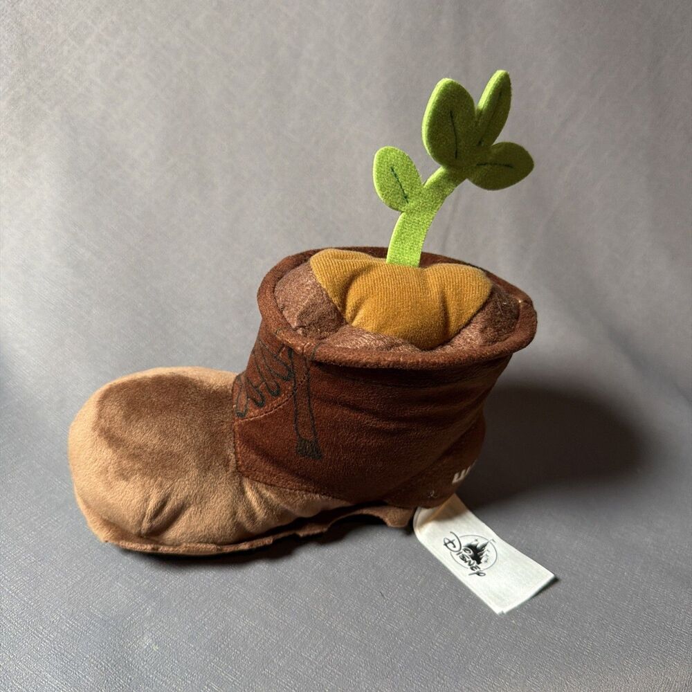Disney Parks Rare Pixar Wall-E Brown Boot With Green Plant Stuffed Plush Toy -S
